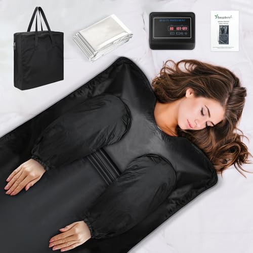 Infrared Sauna Blanket, Far Infrared Blanket, Dual Temperature Control, Portable Infrared Sauna for Home, Max 176℉, 30-90 Min Timer, 6 ft x 3 ft