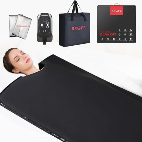 Low EMF Infrared Sauna Blanket for Detox and Home Relaxation, Adjustable 20-60 Min Timer, 95-167℉ Temp Range, 6 ft x 2.95 ft, Durable PU Leather Cover