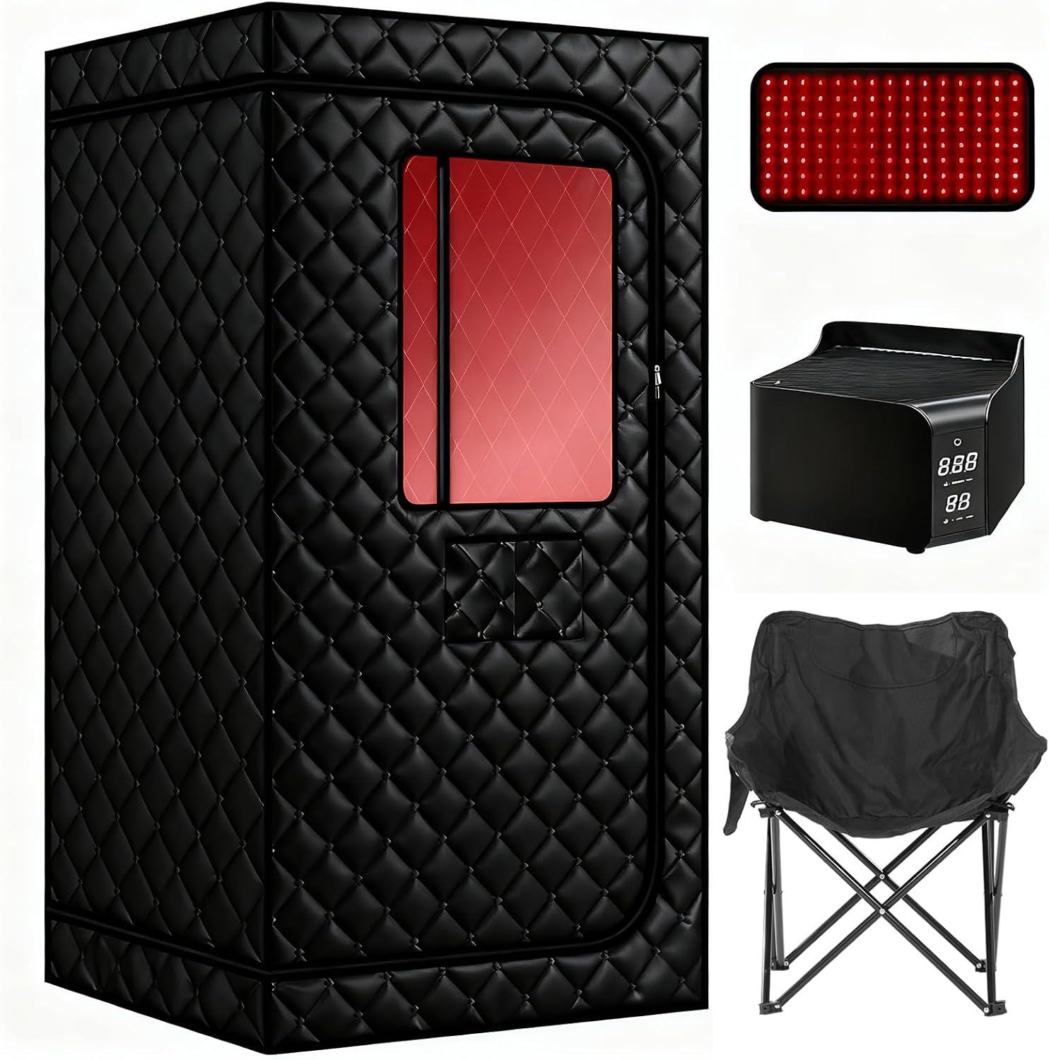 Upgraded Hot Air Sauna, Portable Dry Wind Saunas with 660nm Red Light Lamp, Time & 165℉ Temperature Remote Control, Upgraded Comfortable Chair
