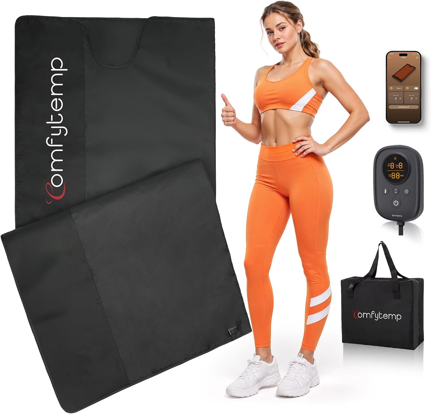 Comfytemp Extra Large 35"X78" Sauna Blanket, Dual Zone Temperature Control
